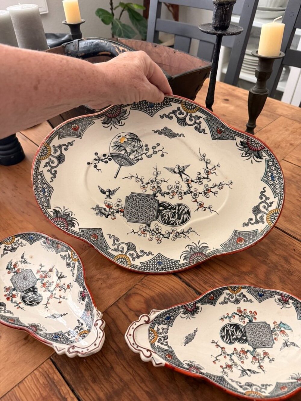 T.Funival & Sons "FORMOSA" multi color transferware pattern registered 6/10/1879